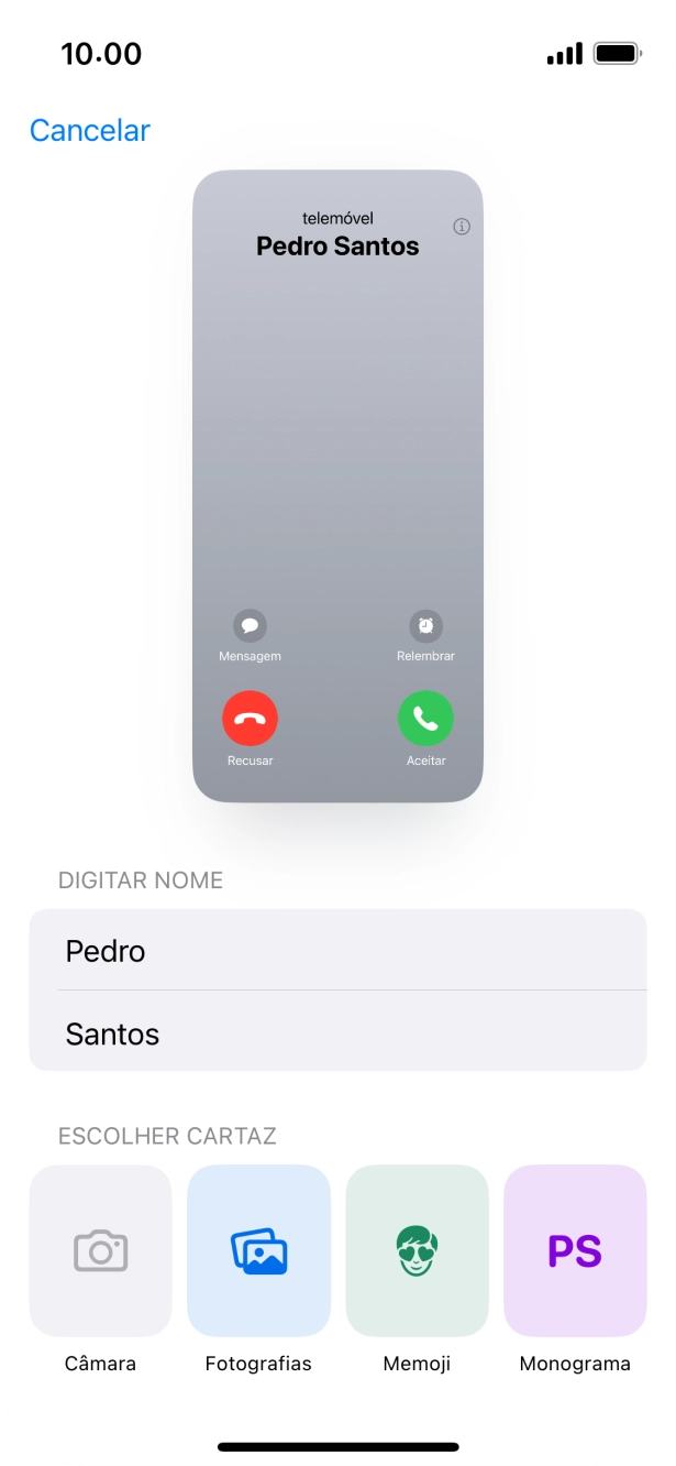 Prima a categoria pretendida e siga as indicações no ecrã para escolher e definir a fotografia pretendida para o seu cartaz de contacto.