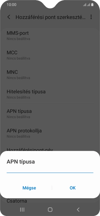Írd be azt, hogy mms, és válaszd az OK lehetőséget.