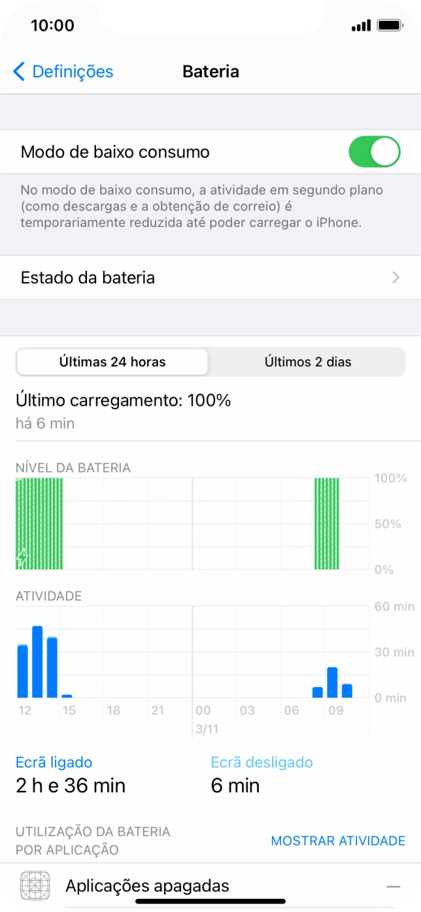Para voltar ao ecrã inicial, deslize o dedo de baixo para cima a partir da base do ecrã.