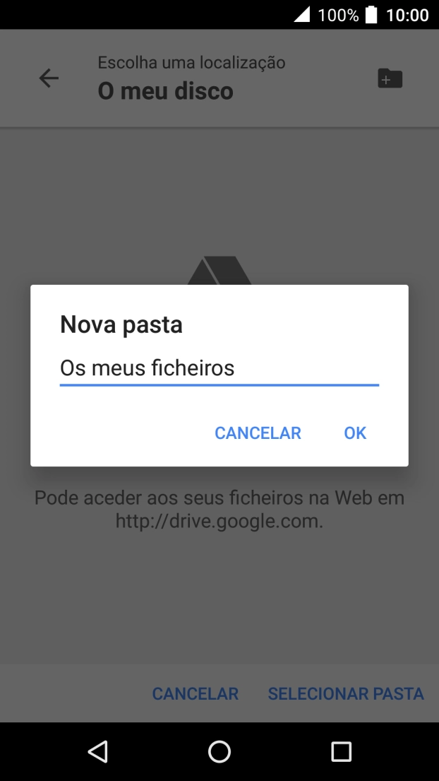 Introduza o nome pretendido para a pasta e prima OK.