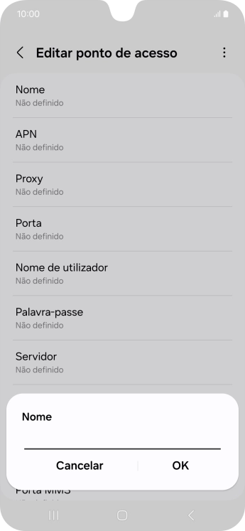 Introduza Vodafone Internet e prima OK.