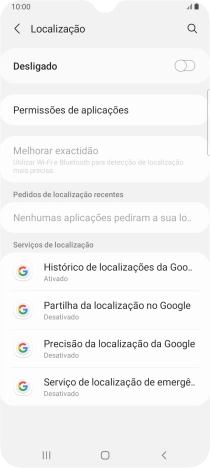 Prima o indicador para ativar ou desativar a função.