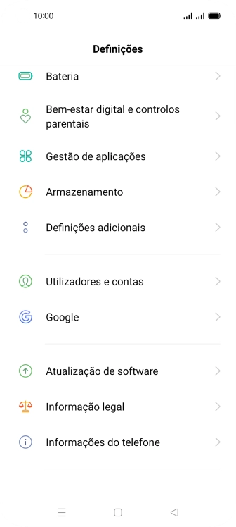 Prima Utilizadores e contas.