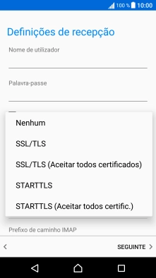 Prima SSL/TLS para ativar a função.
