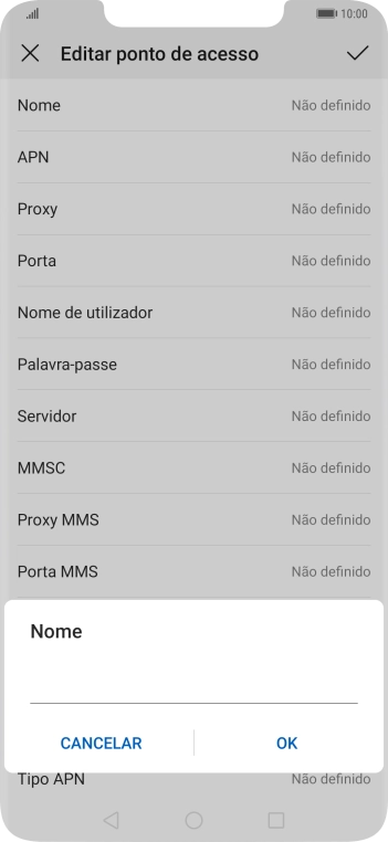 Introduza Vodafone Internet e prima OK.