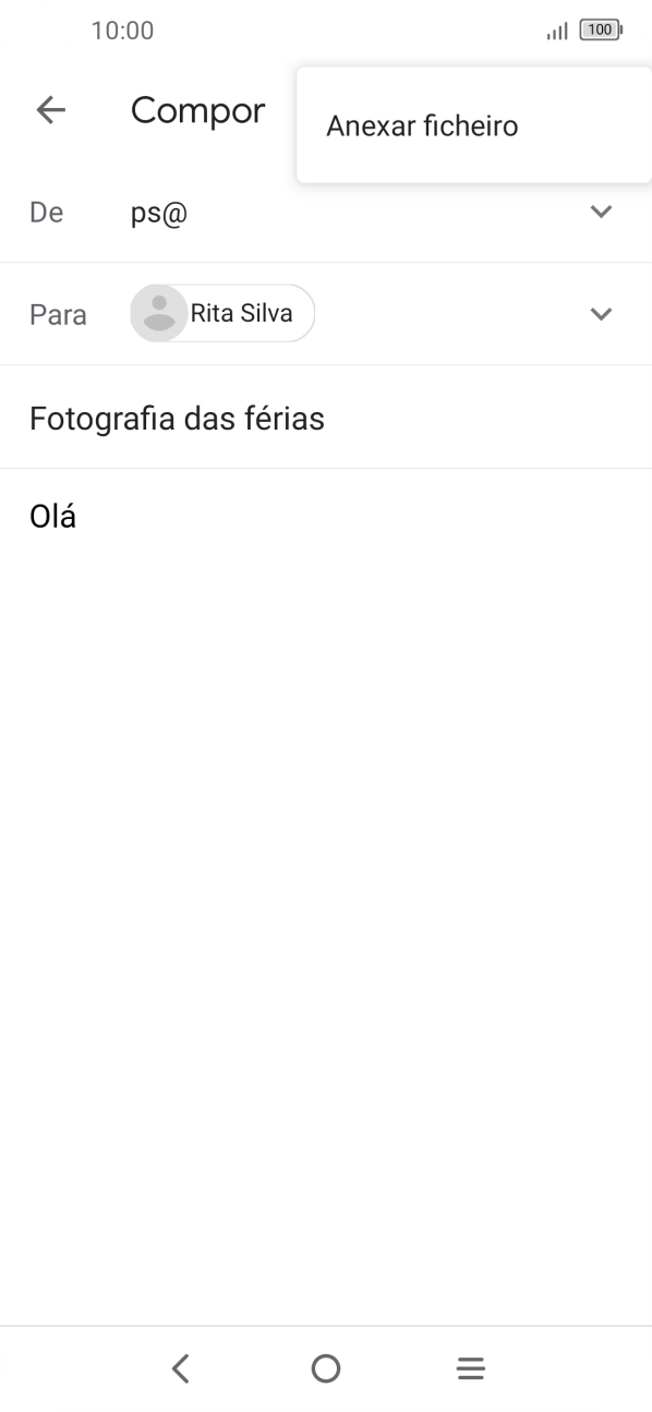 Prima Anexar ficheiro e vá até à pasta pretendida.