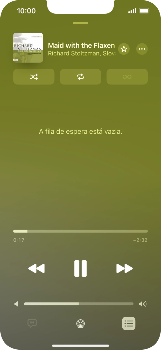 Prima o ícone de reprodução aleatória para ativar ou desativar a função.