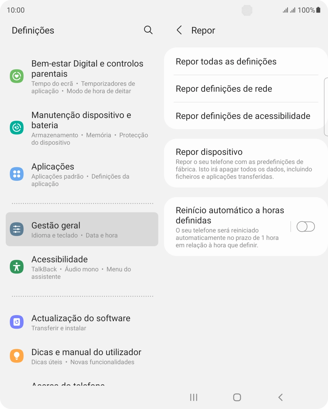 Prima Repor dispositivo.