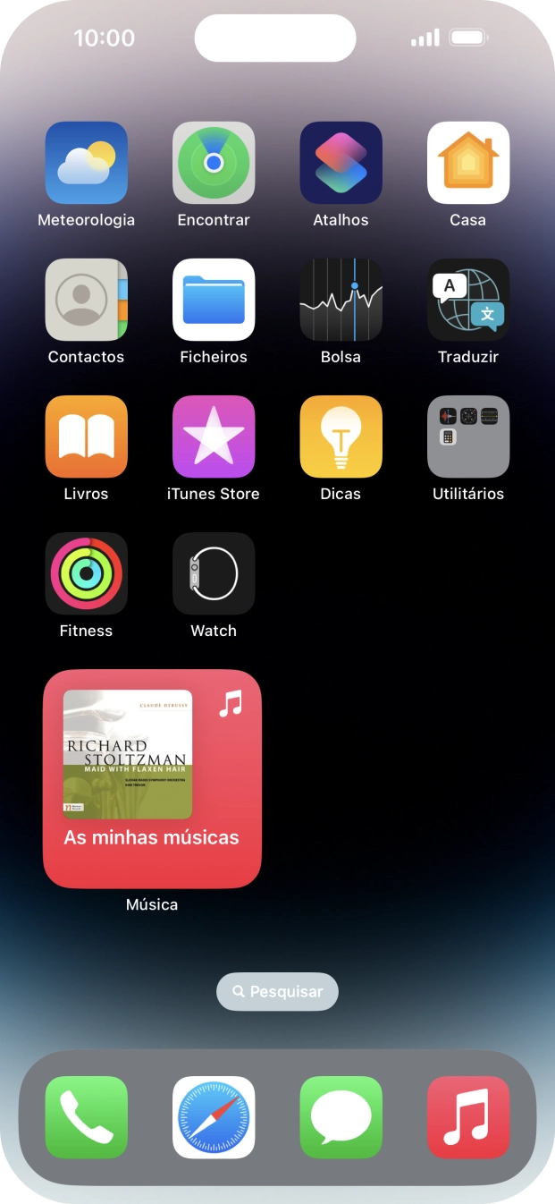 Se utilizar uma pilha de widgets: Deslize o dedo para cima ou para baixo na pilha para escolher o widget pretendido.