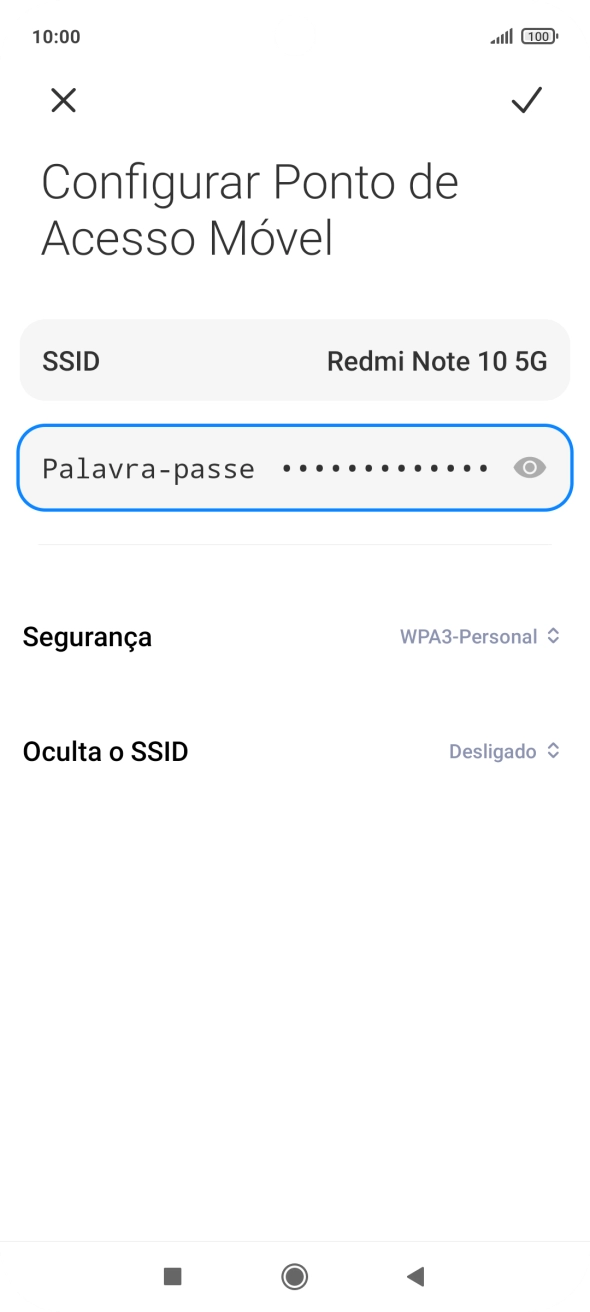 Prima o ícone para aceitar.