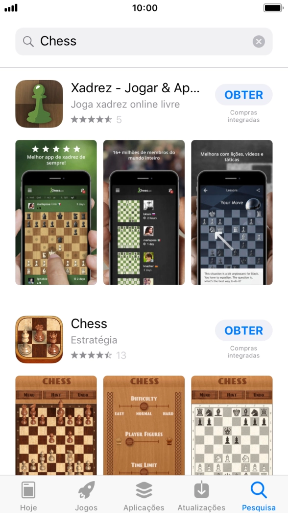 Prima a app pretendida.