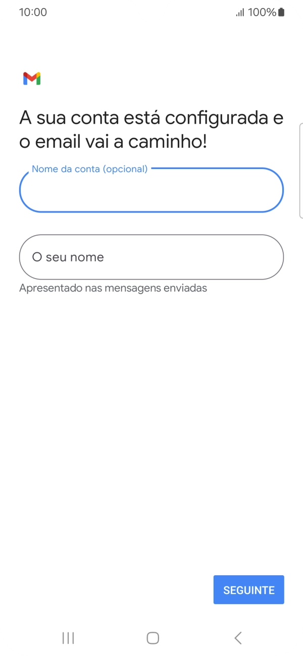 Prima O seu nome e introduza o nome do remetente pretendido.