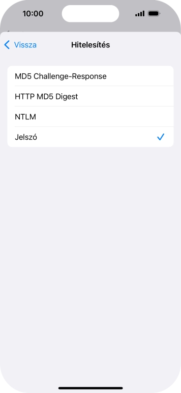 Válaszd a Jelszó lehetőséget.
