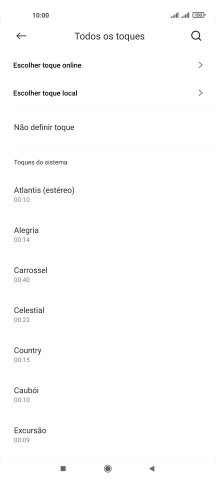 Prima Escolher toque local e vá até à pasta pretendida.