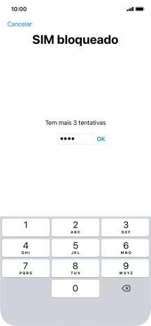 Se o cartão SIM estiver bloqueado, deve introduzir o código PIN e premir OK.