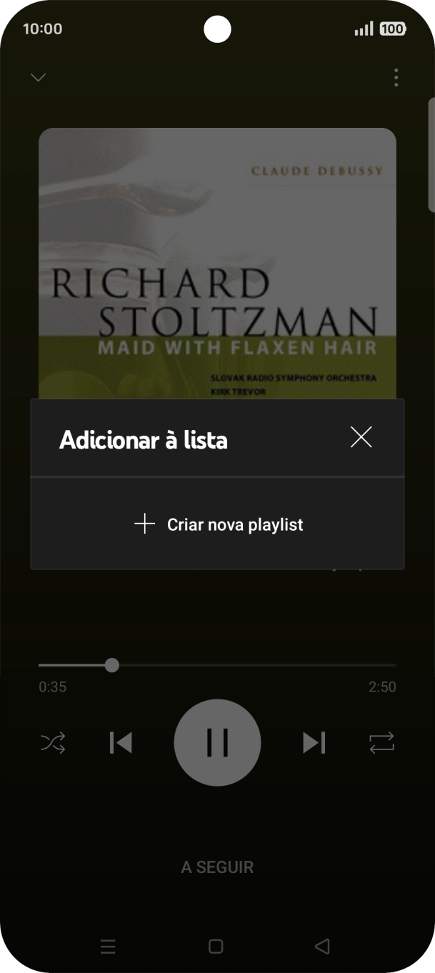 Prima Criar nova playlist.