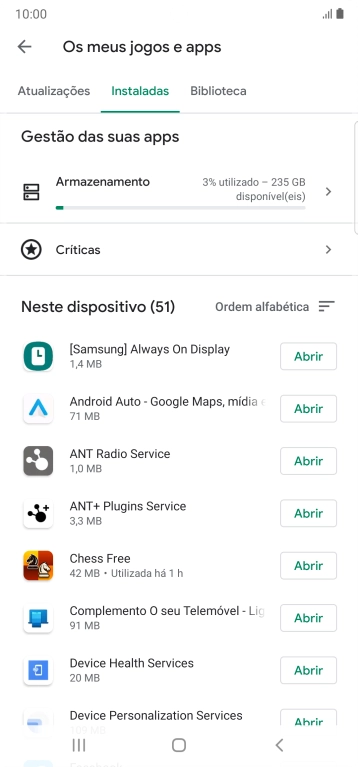 Prima a app pretendida.