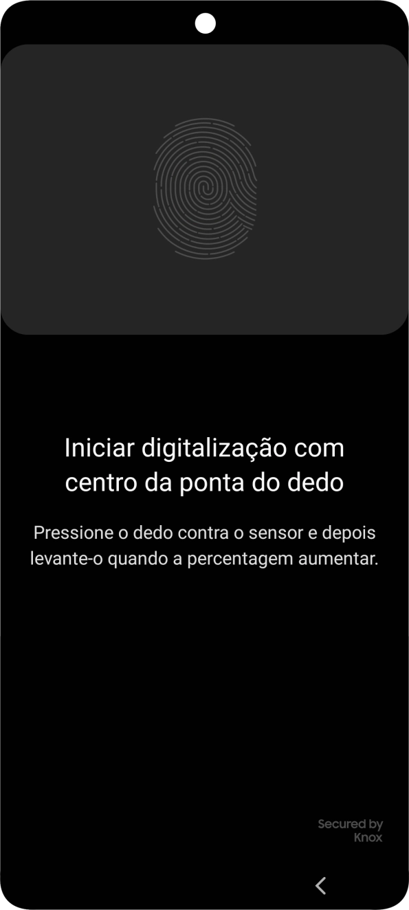Siga as indicações no ecrã para definir a impressão digital como código de bloqueio.