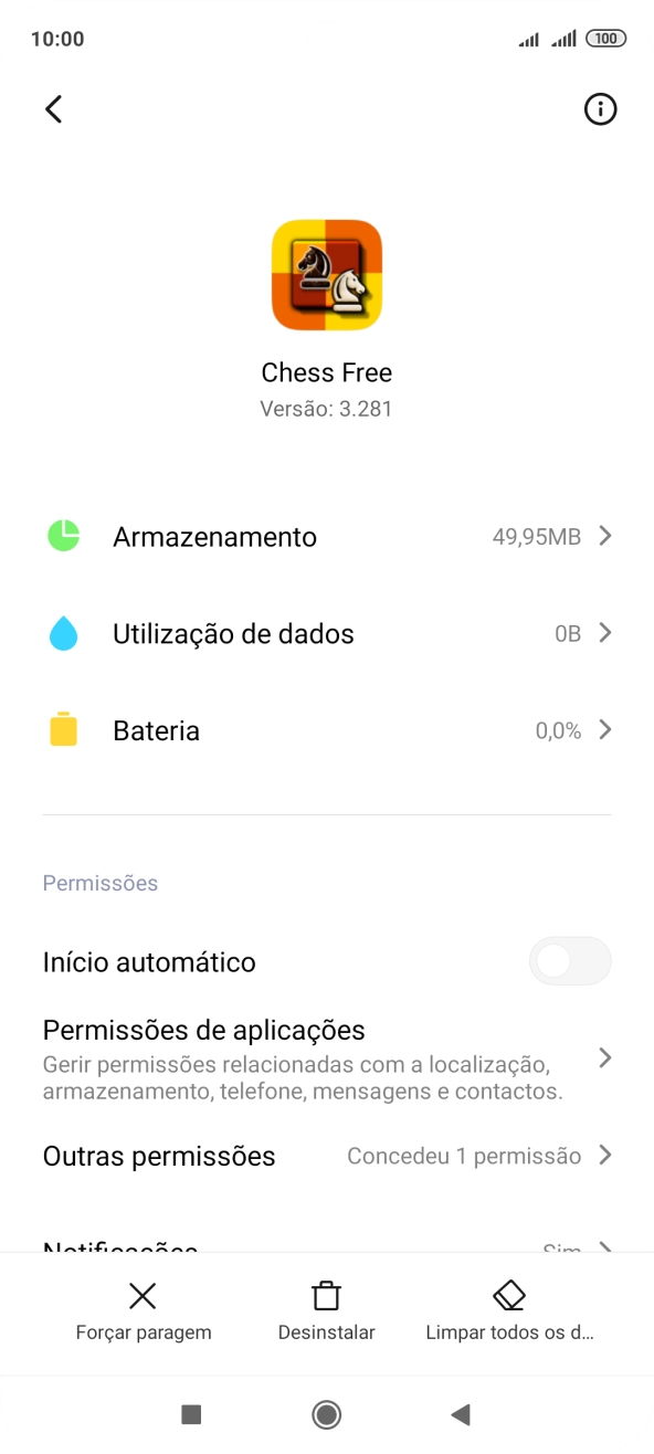 Prima a tecla de início para terminar e voltar ao ecrã inicial.