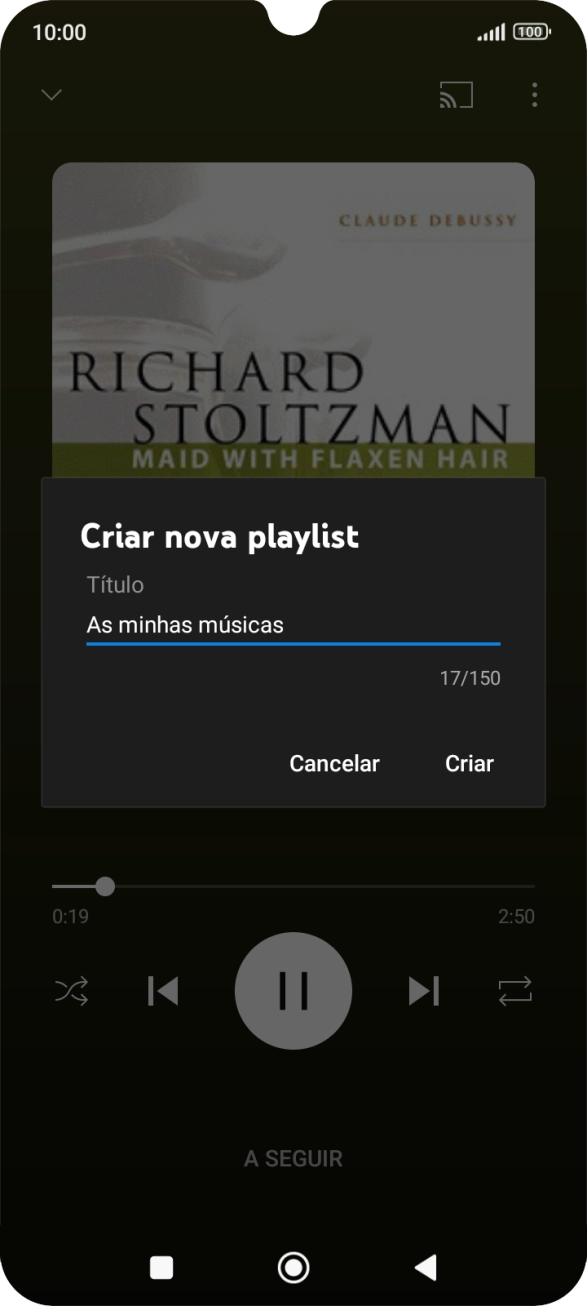 Introduza o nome pretendido para a lista de reprodução e prima Criar.