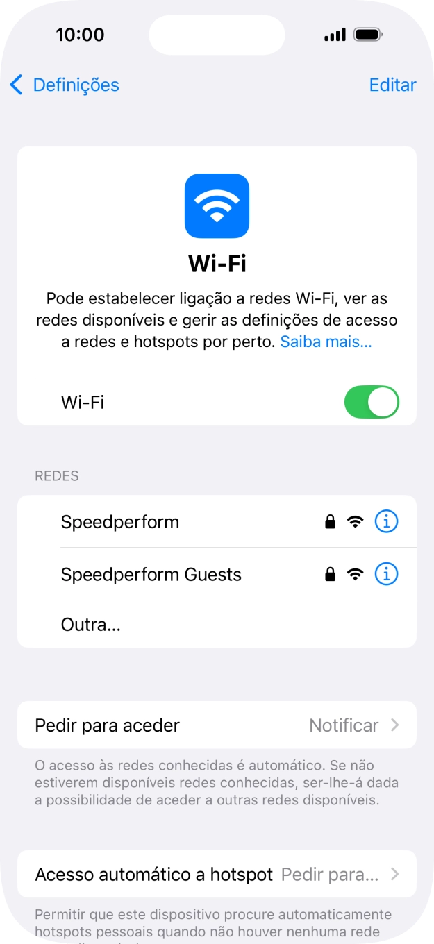 Prima a rede Wi-Fi pretendida e introduza a password da rede Wi-Fi.