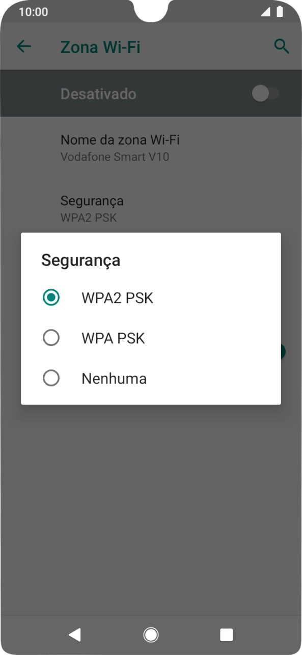 Prima WPA2 PSK para proteger o hotspot Wi-Fi com uma password.