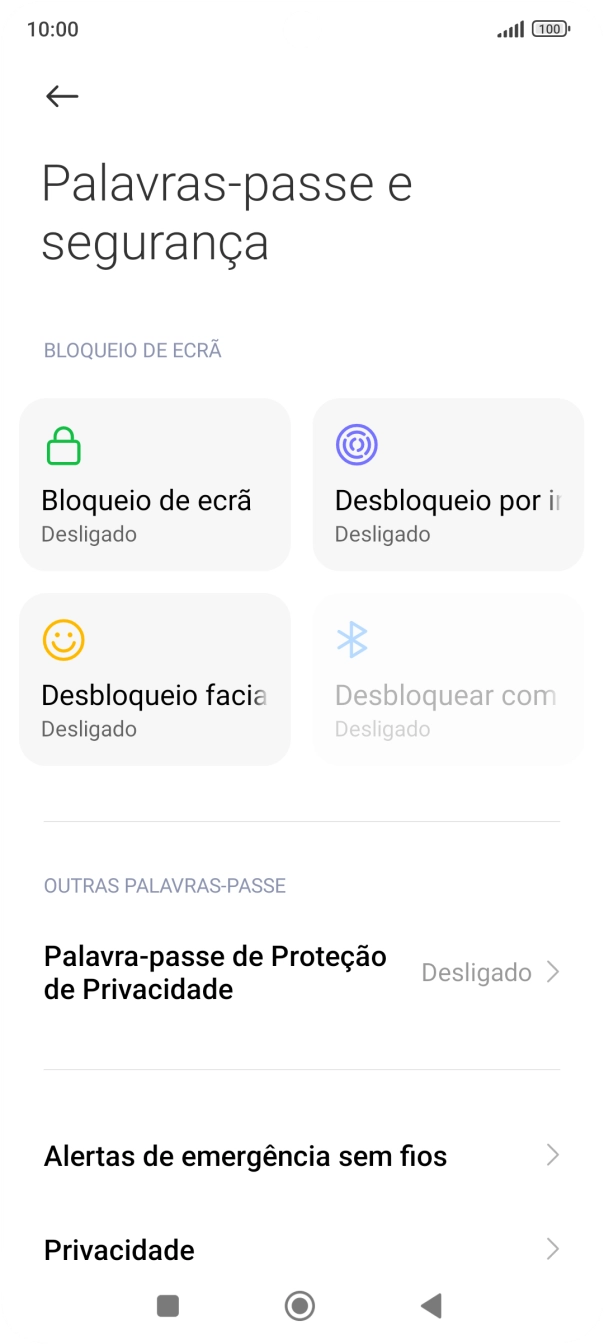 Prima Desbloqueio por impressão digital.