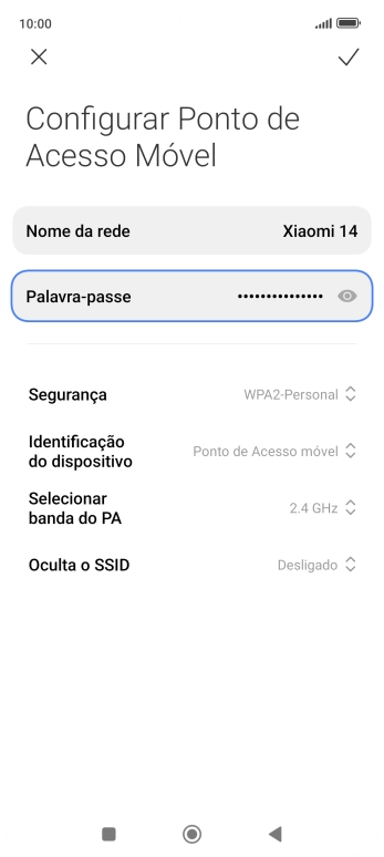 Prima Nome da rede, e introduza o nome pretendido do hotspot Wi-Fi.