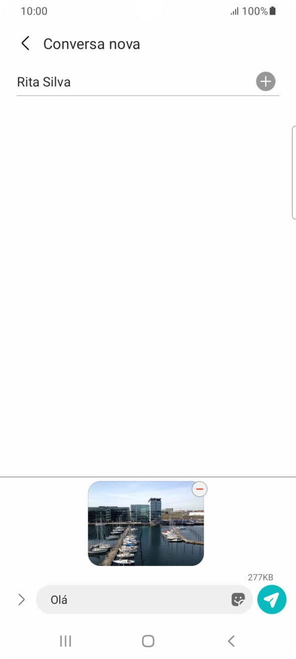 Prima o ícone para enviar quando terminar de escrever a sua mensagem multimédia.