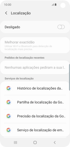 Prima o indicador para ativar ou desativar a função.