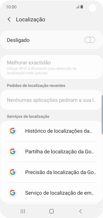 Prima o indicador para ativar ou desativar a função.