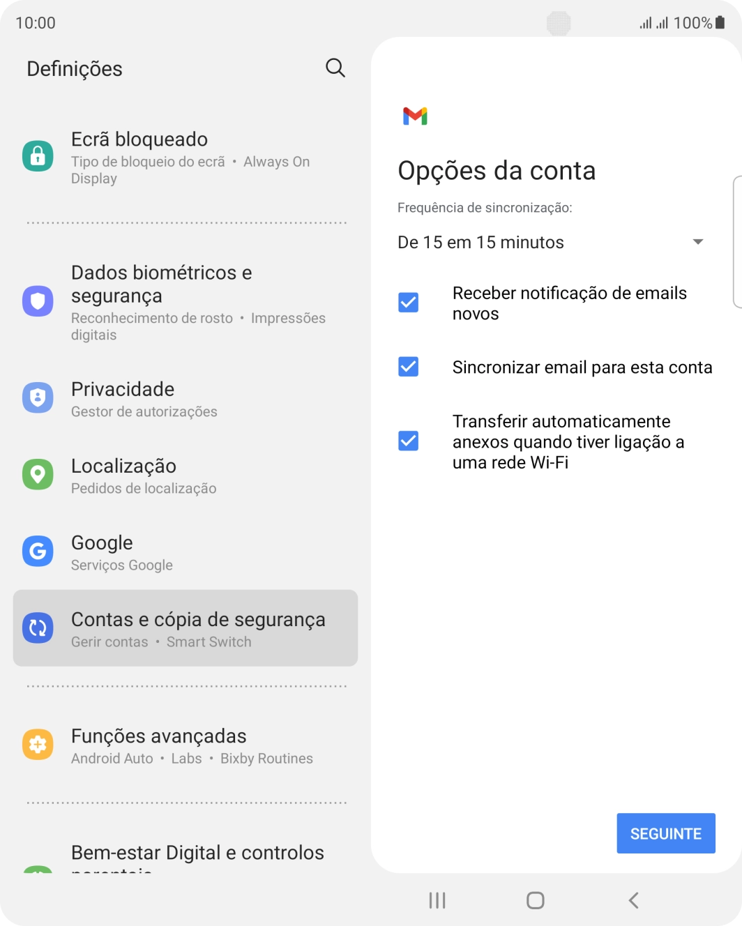 Se o ecrã mostrar esta imagem, a sua conta foi identificada e configurada automaticamente. Siga as indicações no ecrã para introduzir informações adicionais e concluir a configuração.