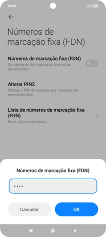 Introduza o código PIN2 e prima OK.