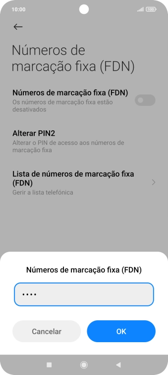 Introduza o código PIN2 e prima OK.