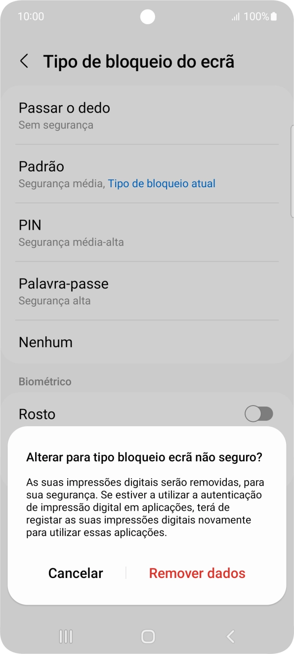 Prima Remover dados.