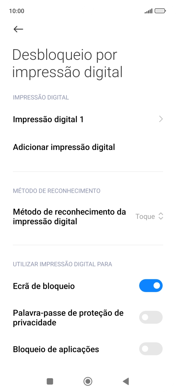 Prima os indicadores junto às definições pretendidas para as ativar ou desativar.