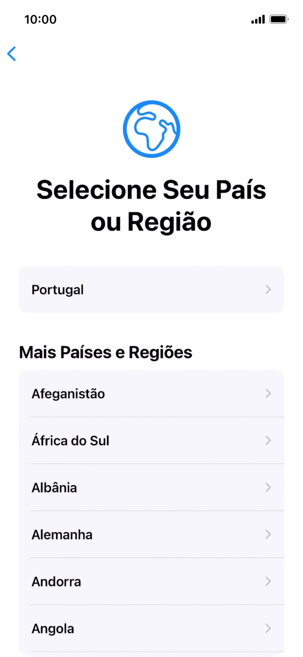 Prima a área ou país pretendido.