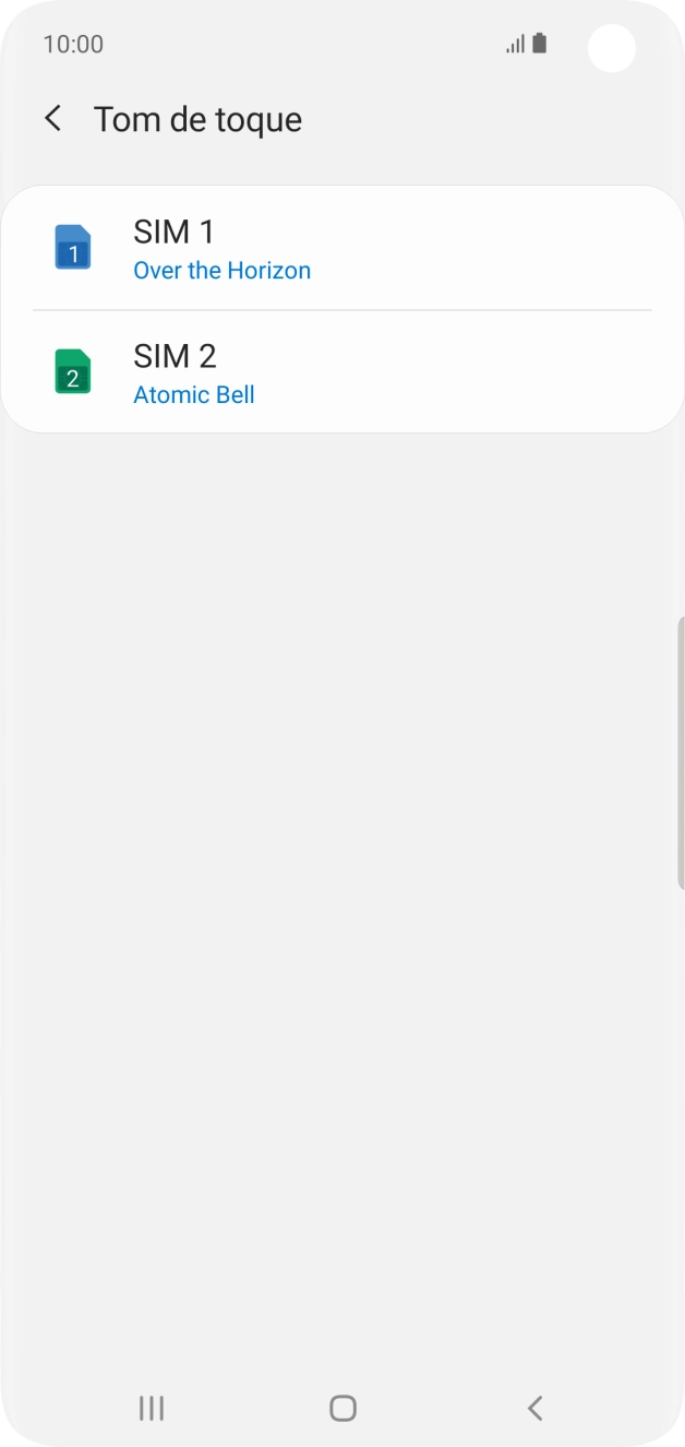 Prima o cartão SIM pretendido.