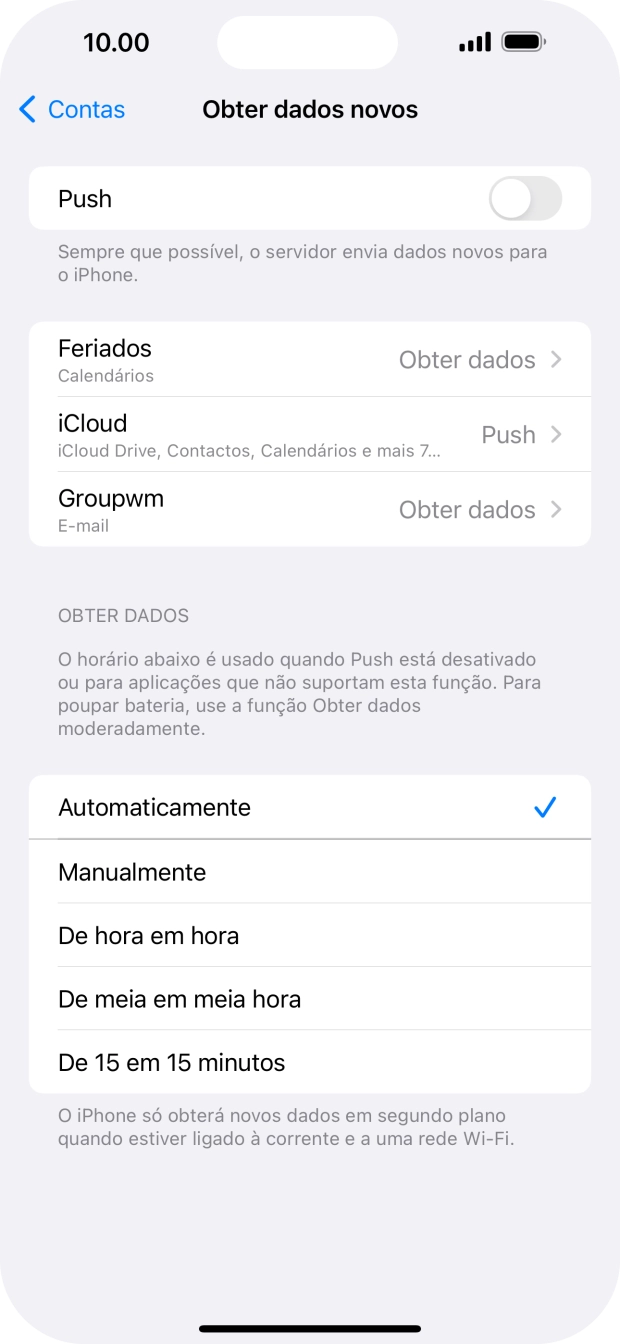 Se desativar a função, prima a definição pretendida.