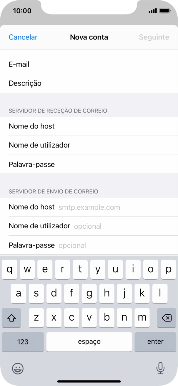 Prima Nome do host e insira smtp.vodafone.pt.
