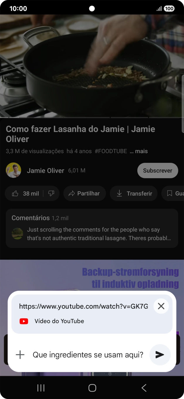 Siga as indicações no ecrã para escrever ou ditar a pergunta pretendida para o vídeo.