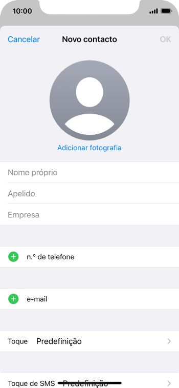 Prima Nome próprio e introduza o nome próprio.