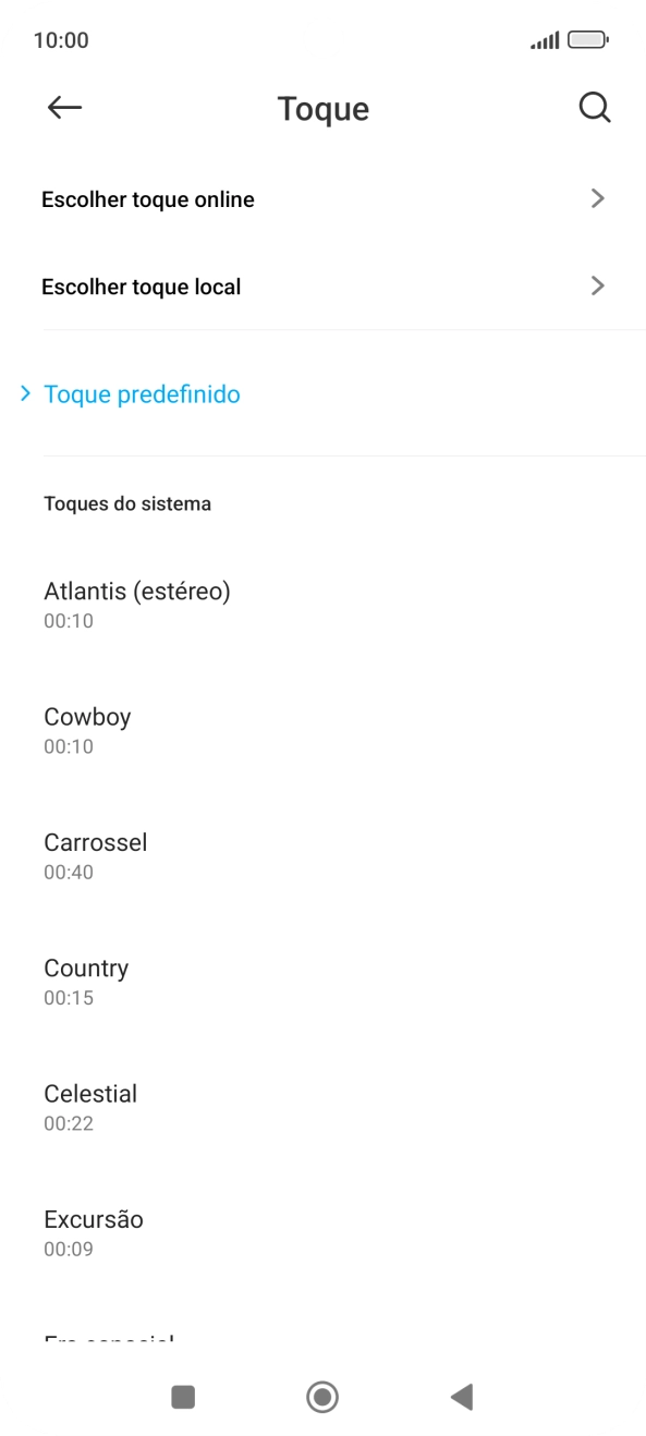 Prima os tons de toque pretendidos para os ouvir.