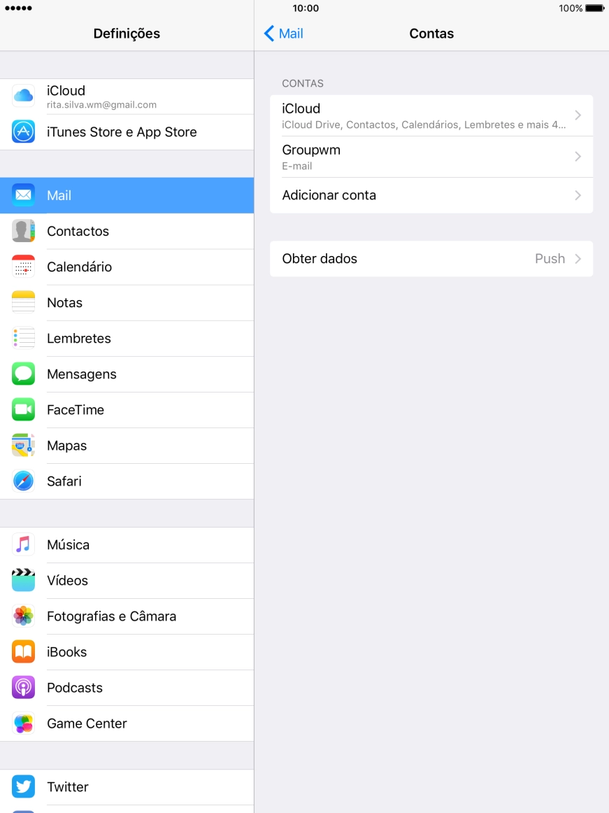 Prima o nome na conta de e-mail que acabou de criar.