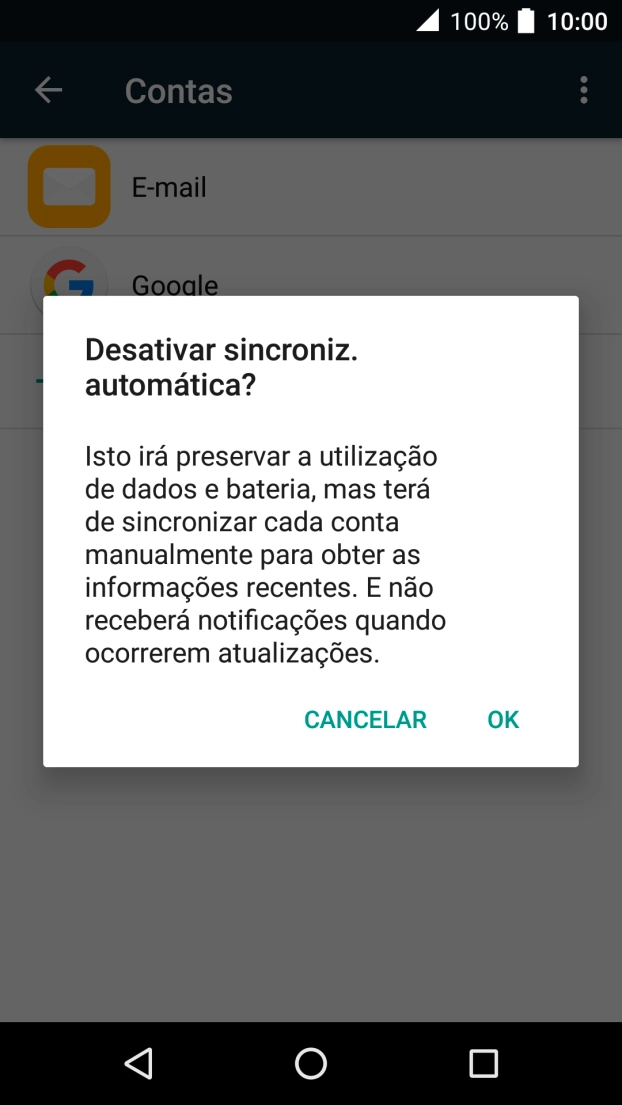 Para desativar a sincronização de conteúdo, prima OK.