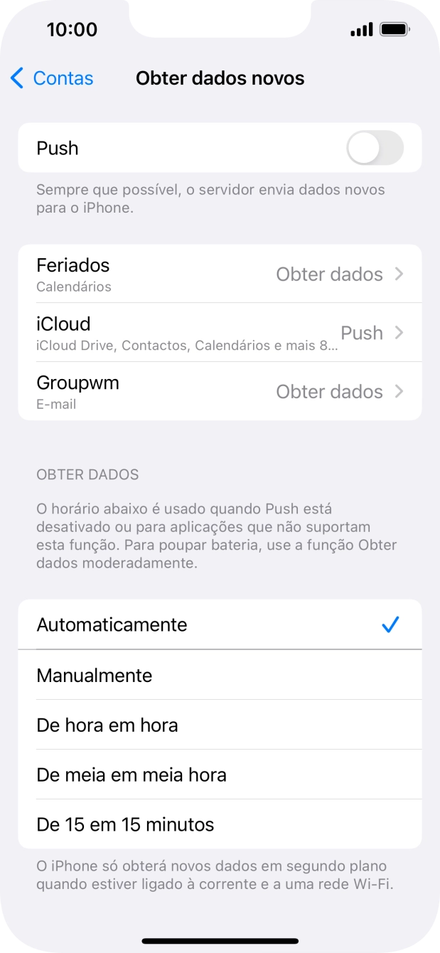 Se desativar a função, prima a definição pretendida.
