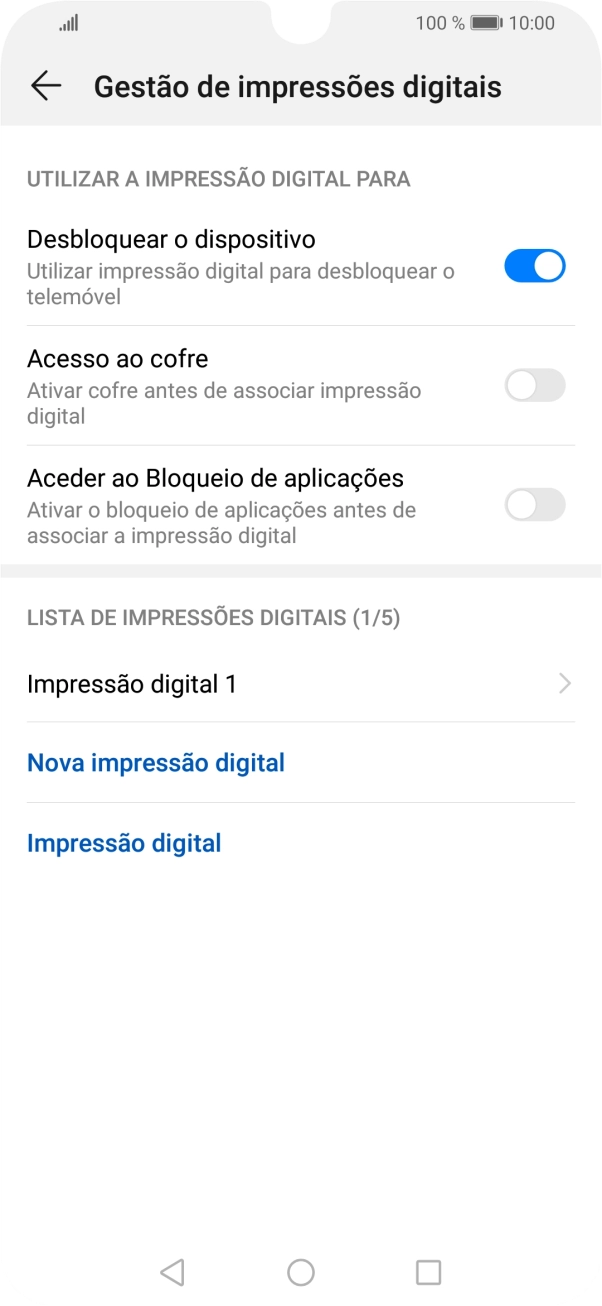 Prima os indicadores junto às definições pretendidas para as ativar ou desativar.