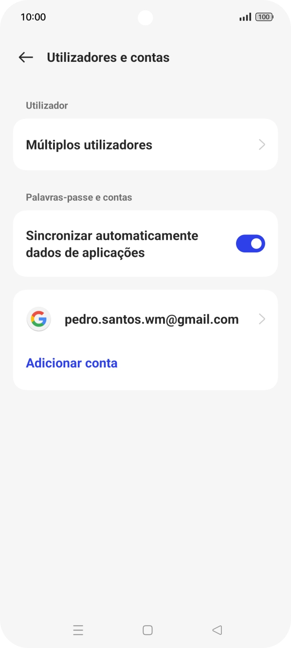 Prima Adicionar conta.