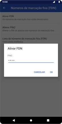 Introduza o código PIN2 e prima OK.