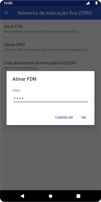 Introduza o código PIN2 e prima OK.